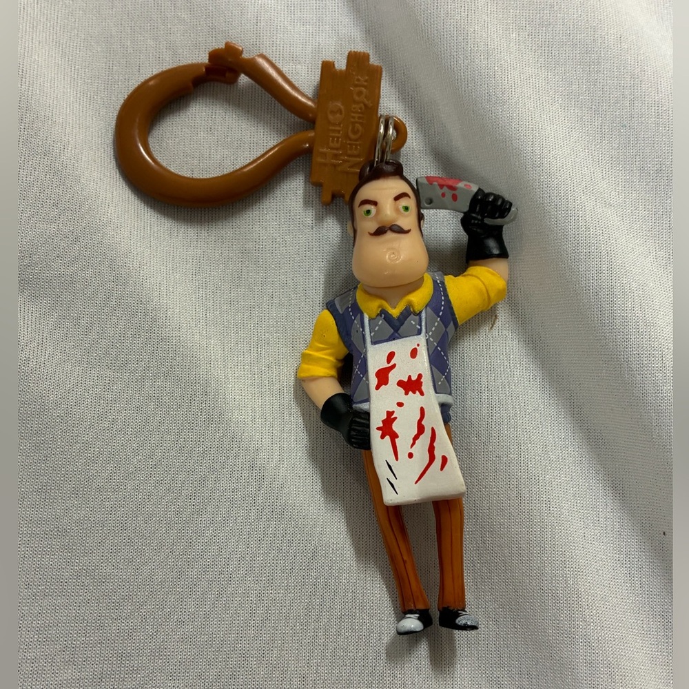 Hello Neighbor Backpack Clip Hanger 3 inch Keychain Butcher Apron Cook